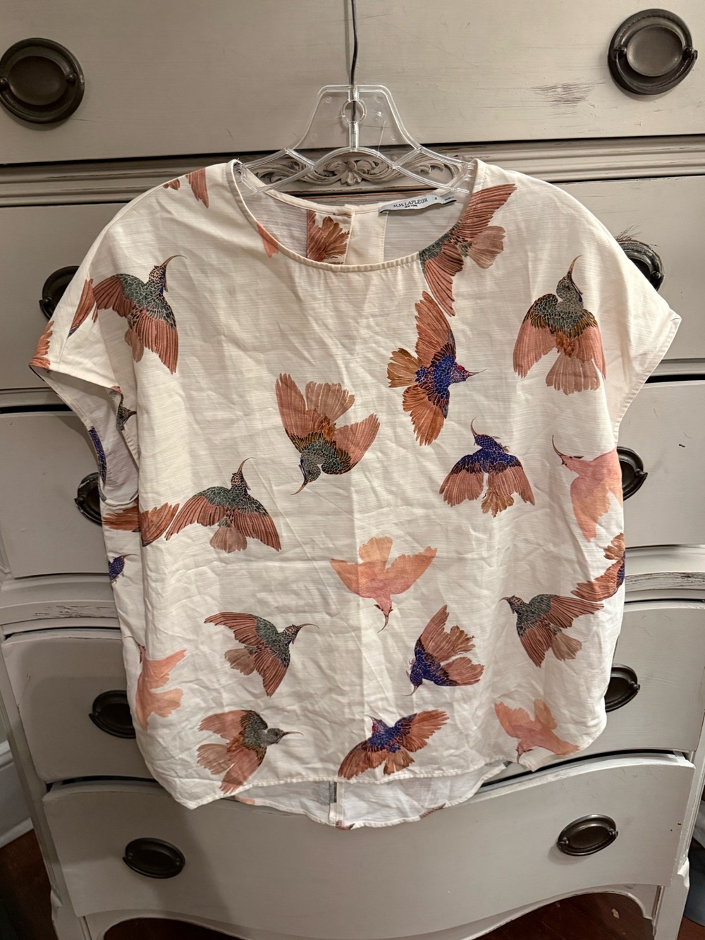MM Lafleur Signature Swallow Pattern Short Sleeve Blouse M